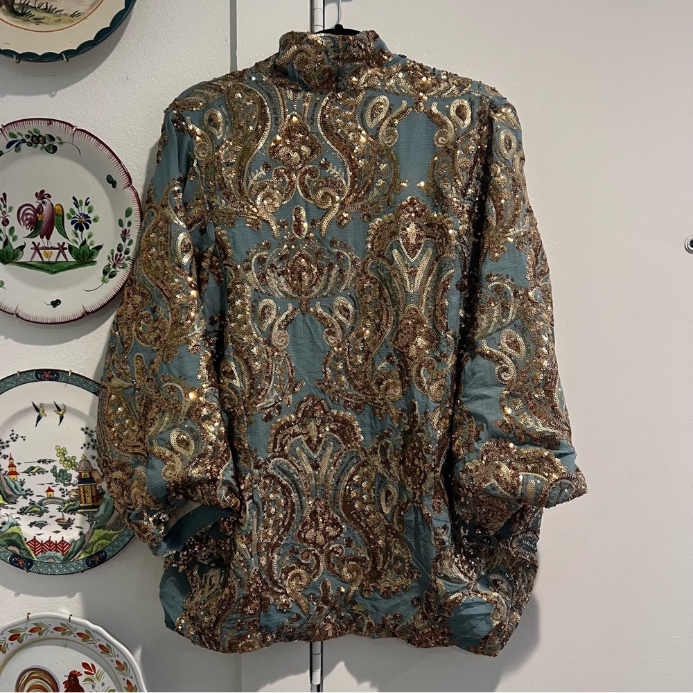 Anthropologie Glittering Gold Sequined Kimono - Picture 5 of 10